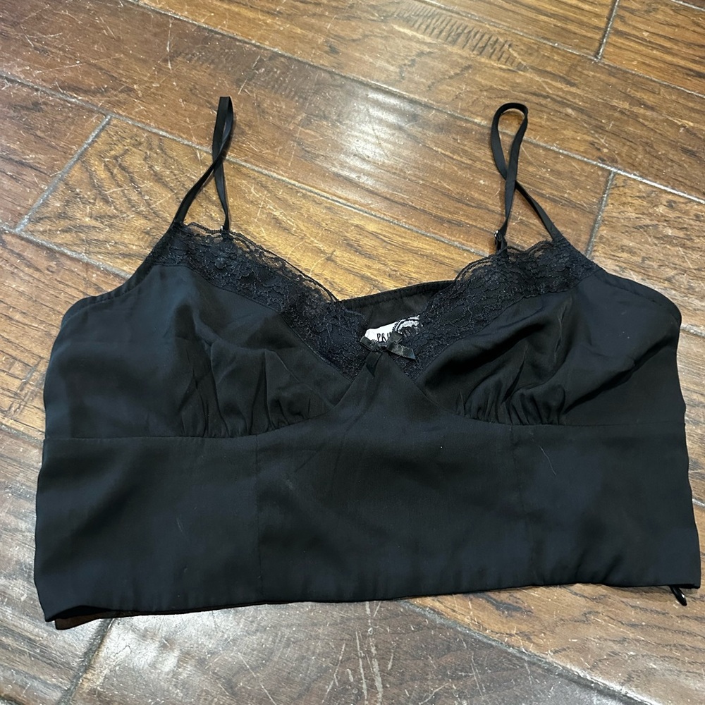 Princess Polly Black Lace‎ Crop Top Bandeau Size 12